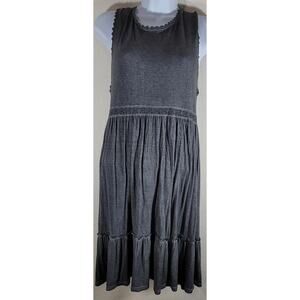 Uptown Ellie Gray Marled Sleeveless Peplum Dress Medium Crochet Back Lace Up